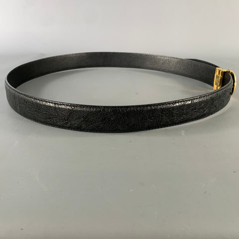 DUNHILL Size 36 Black Gold  Leather Belt