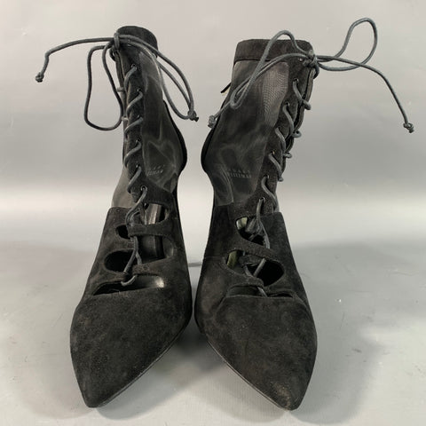 STUART WEITZMAN Size 9 Black Mesh Textured Suede Boots