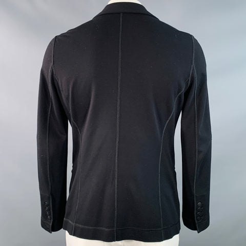 EMPORIO ARMANI Size L Regular Black Viscose Blend Notch Lapel Jacket