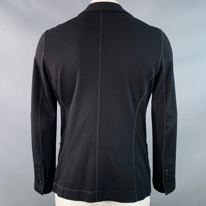 EMPORIO ARMANI Size L Regular Black Viscose Blend Notch Lapel Jacket