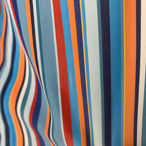 ETRO Size L Blue Multi Color Stripe Cotton Button Up Long Sleeve Shirt