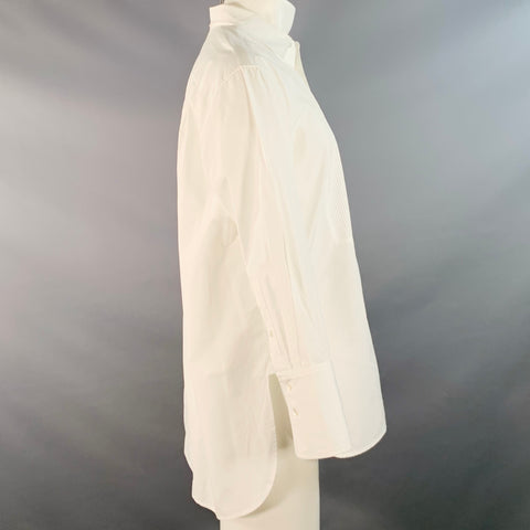 NILI LOTAN Size M White Cotton Pleated Bib Formal Tuxedo Long Sleeve Shirt