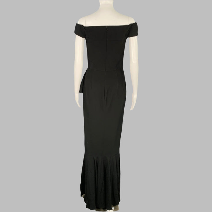 ALEXANDER MCQUEEN Size 4 Black Viscose Blend Ruffled Off Shoulder Evening Gown