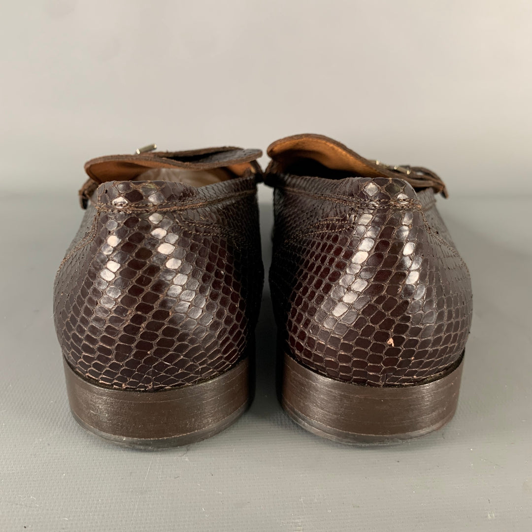 GIANNI VERSACE Size 10 Brown Python Loafer Loafers