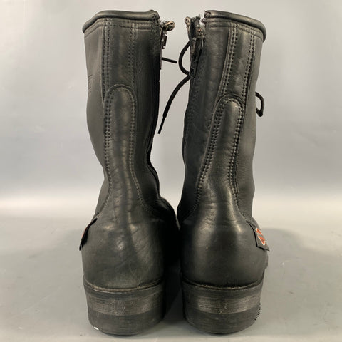 HARLEY DAVIDSON Size 9.5 Black Leather Lace Up Boots