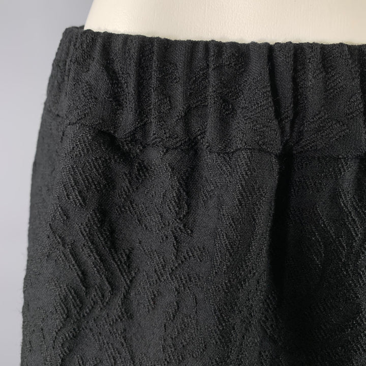NOOY Size S Black Wool Cotton Jacquard Floral Elasticated Pants