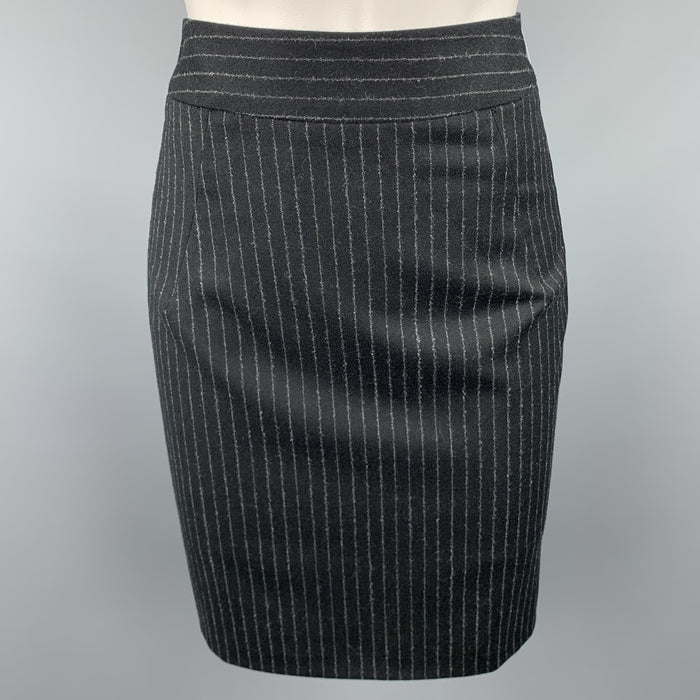 GIORGIO ARMANI Taille 4 Jupe crayon à fines rayures noires et grises