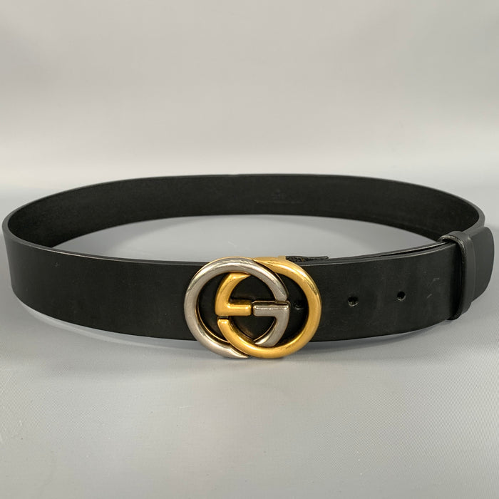 GUCCI Size 36 Black Solid Leather Belt