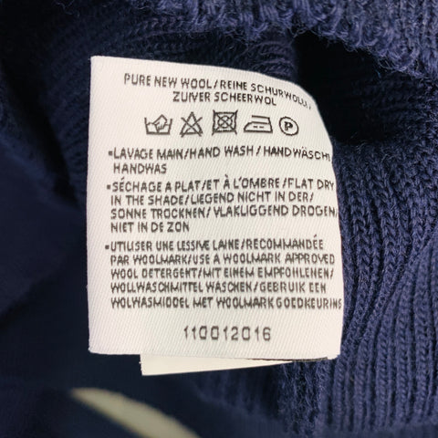 SAINT JAMES Size L Navy Grey Knit Virgin Wool Patches Sweater