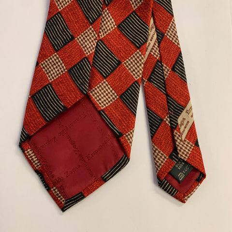 ERMENEGILDO ZEGNA  One Size Red Black Silk Tie