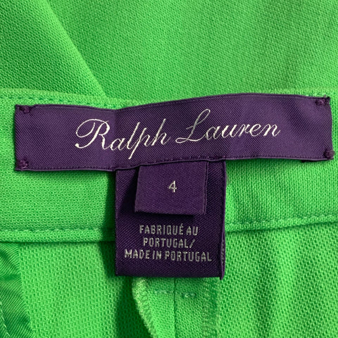 RALPH LAUREN COLLECTION Size 4 Green Lime Wool Blend Pleated Dress Pants