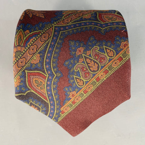 RALPH LAUREN Navy Brown Paisley Silk Tie