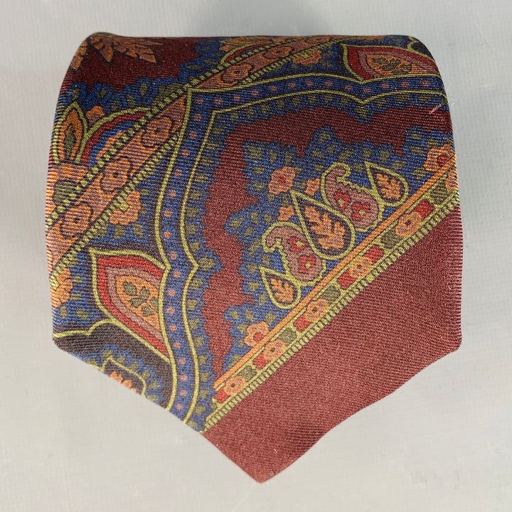 RALPH LAUREN Navy Brown Paisley Silk Tie