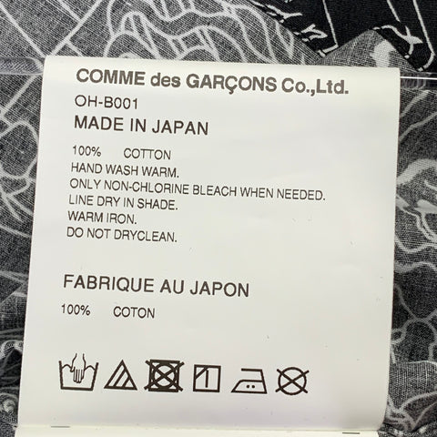 COMME des GARCONS BLACK MARKET Size XL Black White Skeleton Cotton Long Sleeve Shirt