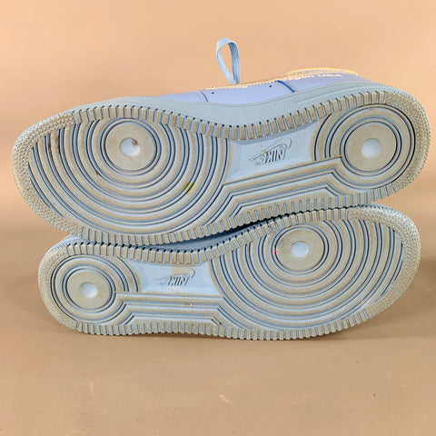 NIKE x OFF-WHITE Size 11 Air Force 1 '07 Virgil Blue Silver Logo Sneakers