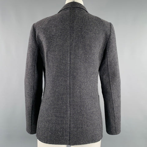 MICHAEL KORS Size 8 Grey Navy Houndstooth Virgin Wool Cashmere Jacket