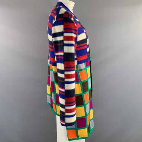 COMME des GARCONS Size L Blue Green & multi color Geometric Wool Blend Cardigan