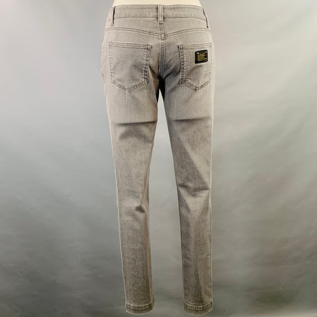 DOLCE & GABBANA Size 4 Kate Grey Denim Twill Tapered Zip Fly Jeans