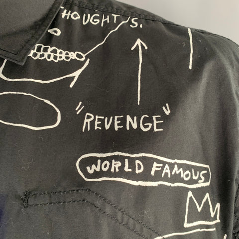 JUNYA WATANABE 2022 Size XL Black White Basquiat Graphic Cotton Short Sleeve Shirt