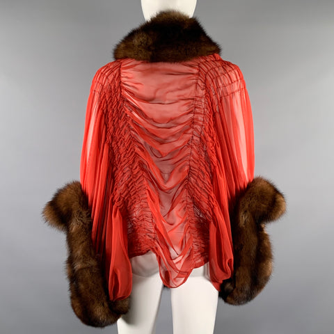CURTIS STEWART Mink Ruched Silk Chiffon Jacket