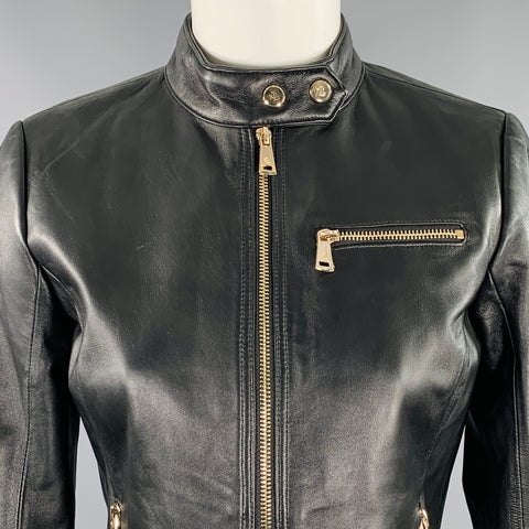RALPH LAUREN Size XS Black Lambskin Leather Biker Jacket