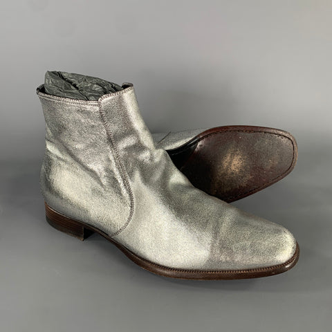 TOM FORD Taurus Size 7 Silver Metallic Leather Boots