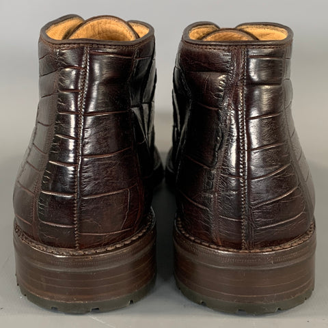 NEIMAN MARCUS Size 7.5 Brown 1901 459 Embossed Leather Chukka Boots