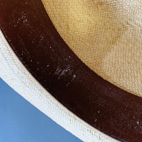 TURNBULL & ASSER Size L Beige Multi Color Woven Ribbon Straw Panama Hat