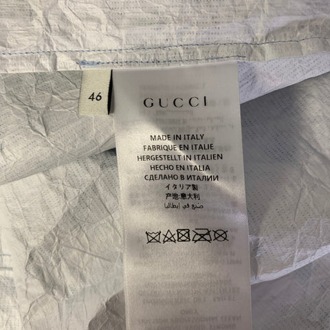 GUCCI Size S Blue Floral Polyethylene Oversized Camp Short Sleeve Shirt