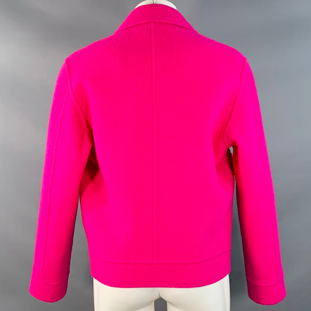AMI by ALEXANDRE MATTIUSSI Size S Fuchsia Pink Textured Wool Button Up Jacket