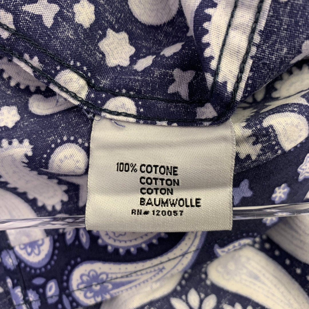 coogi long sleeve dress shirts COOGI Size L Navy White Paisley Cotton Button Up Long Sleeve Shirt – Sui  Generis Designer Consignment