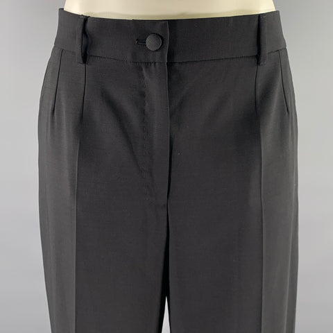DOLCE & GABBANA Size 10 Black Wool Trouser Cut Pants