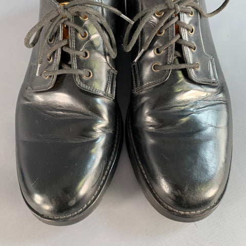 MARC JACOBS Size 8 Black Gold Leather Derby Lace-Up Shoes
