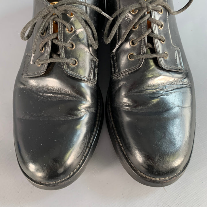 MARC JACOBS Size 8 Black Gold Leather Derby Lace-Up Shoes