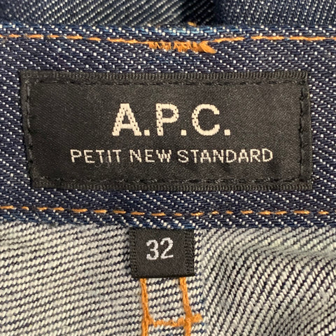 A.P.C. Size 32 Indigo Twill Cotton Blend Contrast Stitch Straight Five Pockets Jeans