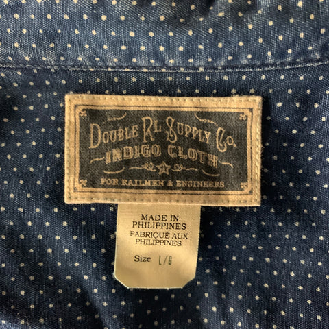 RRL by RALPH LAUREN Size L Navy Indigo Polka Dot Cotton Long Sleeve Shirt