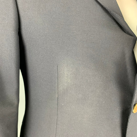 THOM BROWNE Size 42 Navy Stripe Wool Notch Lapel Sport Coat