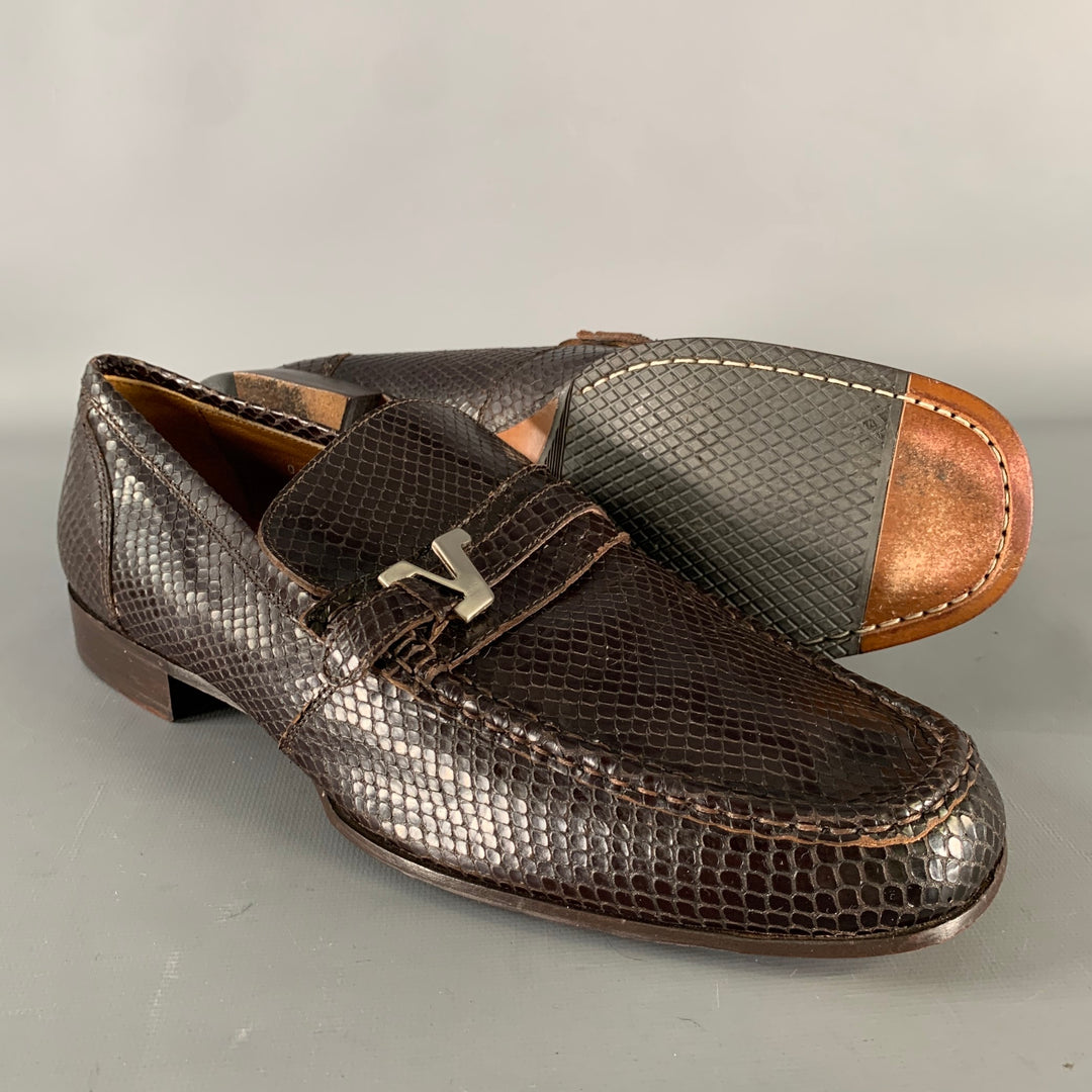 GIANNI VERSACE Size 10 Brown Python Loafer Loafers