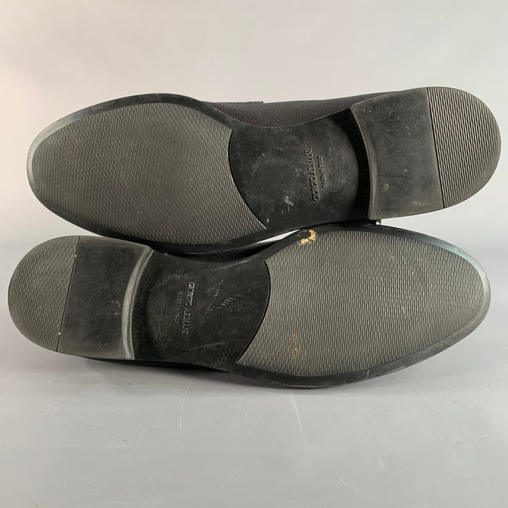 GIORGIO ARMANI Size 10 Black Textured Leather Slip On Penny Loafers