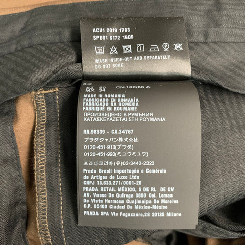 PRADA Size 34 Brown Cotton Blend Button Fly Dress Pants