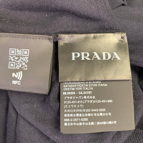 PRADA Size L Navy Knit Wool Buttoned Polo