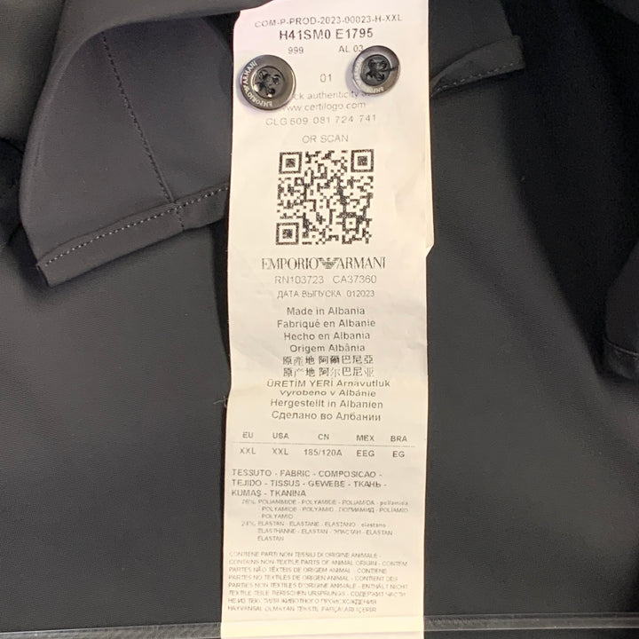 EMPORIO ARMANI Size XXL Black Polyamide Blend Long Sleeve Shirt