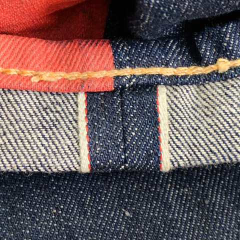 LEVI STRAUSS Size 33 Navy Multi Color Graphic Cotton Straight Selvedge Jeans