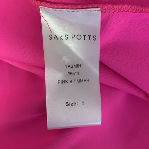 SAKS POTTS Size S Pink Silver Polyamide Eastane Metallic A Line Dress