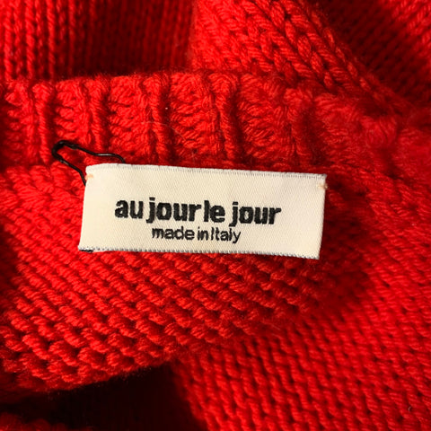 AU JOUR LE JOUR Size XS Red Black Knitted Wool Crew Neck Sweater