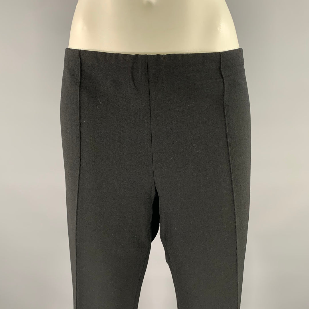 THE ROW Size 12 Black Wool Elastane Side Zipper Casual Pants