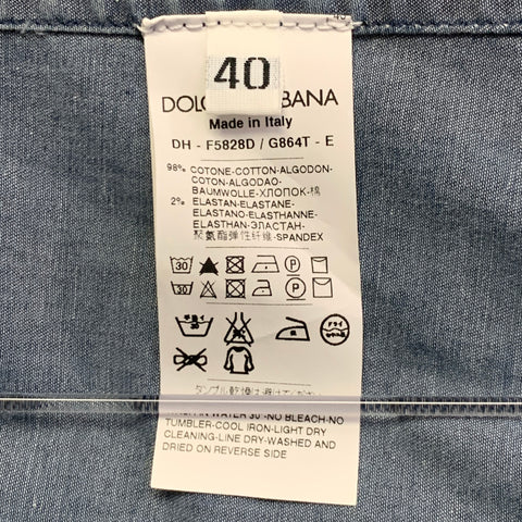 DOLCE & GABBANA Size 4 Blue Chambray Washed Snaps Western Shirt