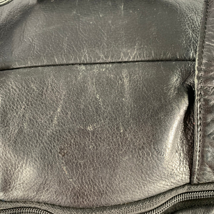 TUMI Black Leather Overnight Bag