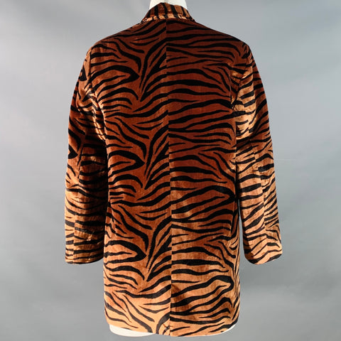 ROTATE Size 2 Maggie Brown Black Velour Animal Print Single Button Jacket Blazer