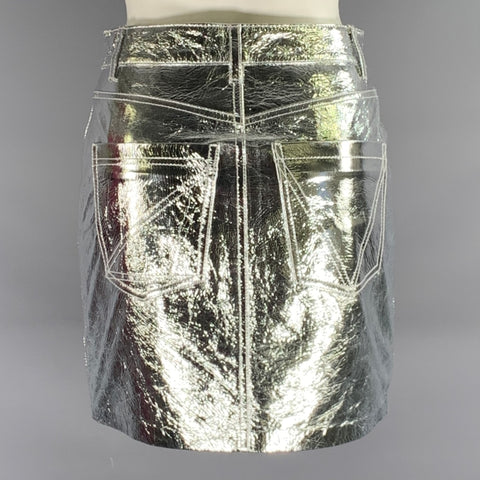 ZADIG & VOLTAIRE Size XS Silver Leather Metallic Mini Skirt